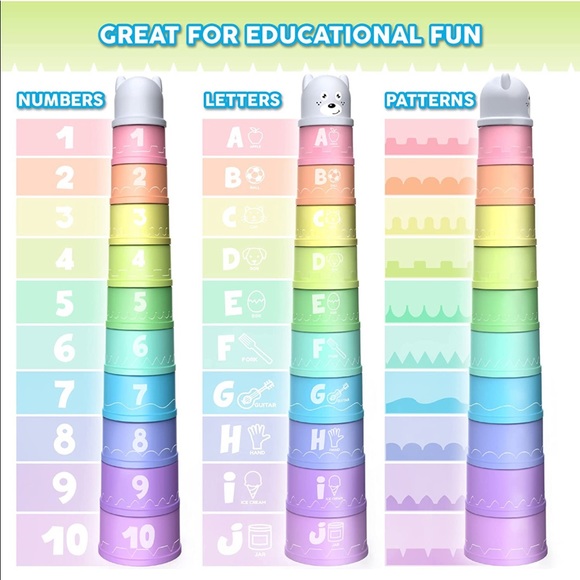 NEW Stack ‘n learn 10 colorful stacking cups - Picture 3 of 5